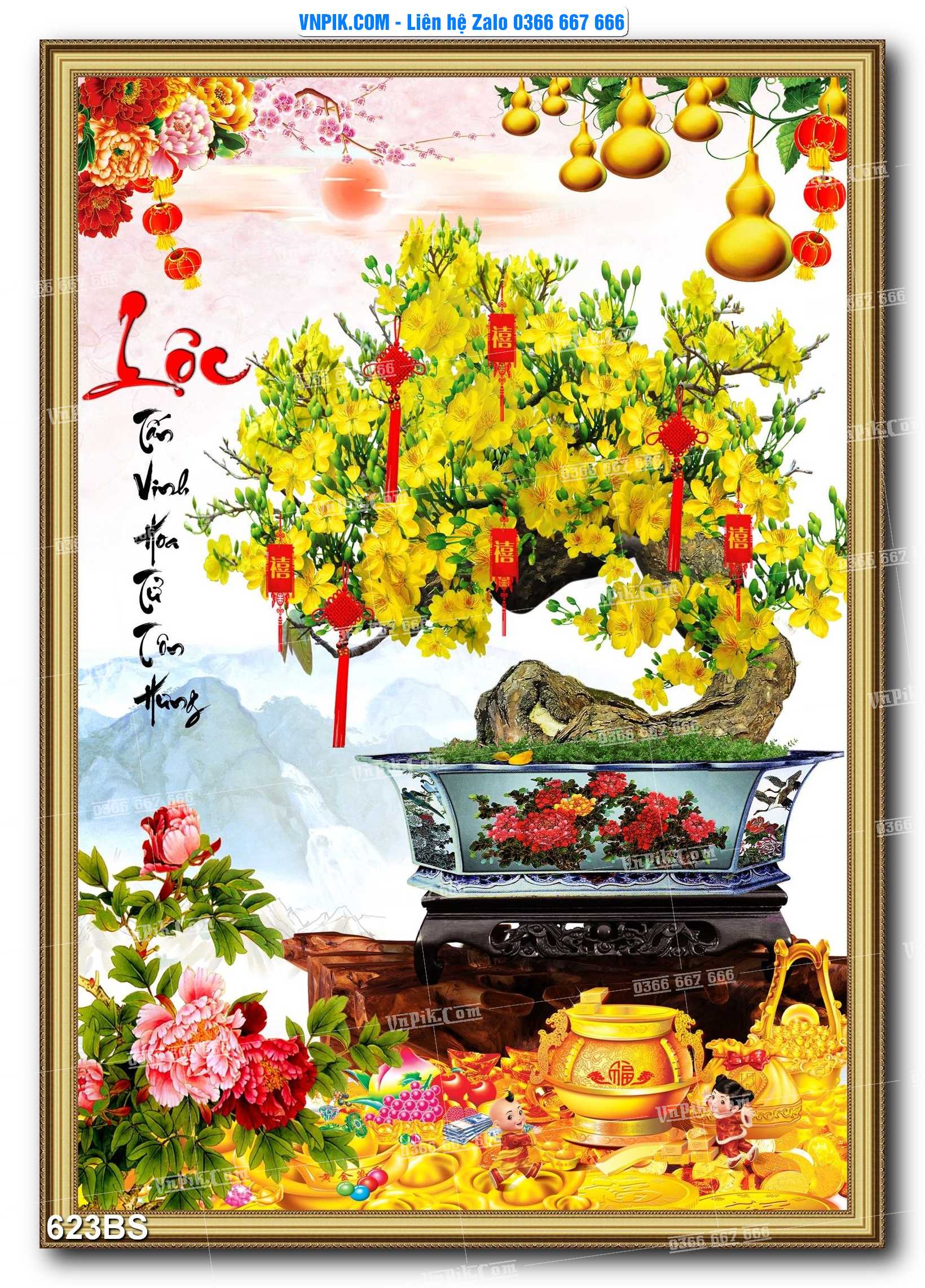 File PSD Tranh Bon Sai Cây Cảnh Trang Trí Siêu Đẹp Mã File 623BS