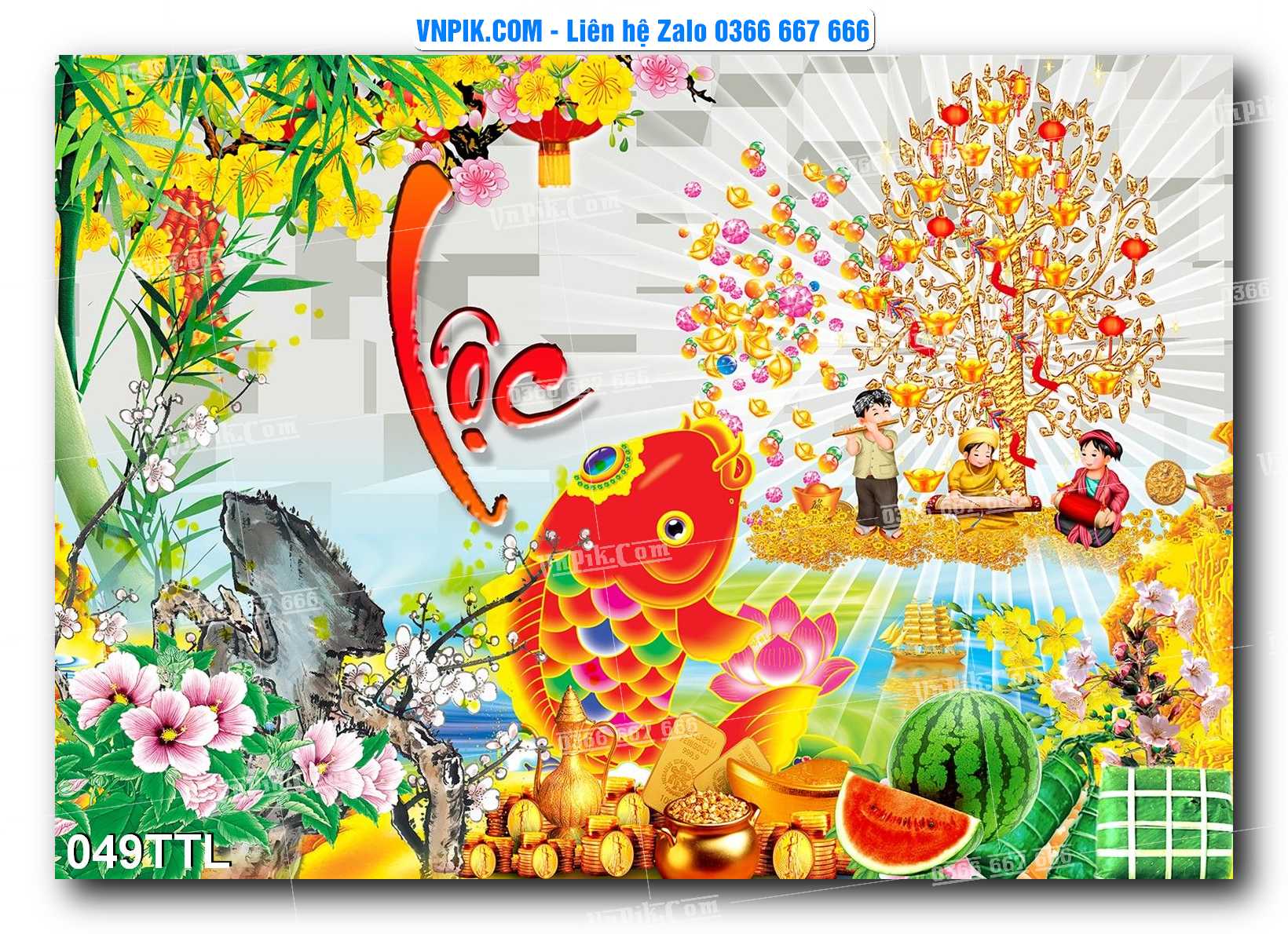 File PSD Vector Tranh Tài Lộc Mẫu Số 049TTL