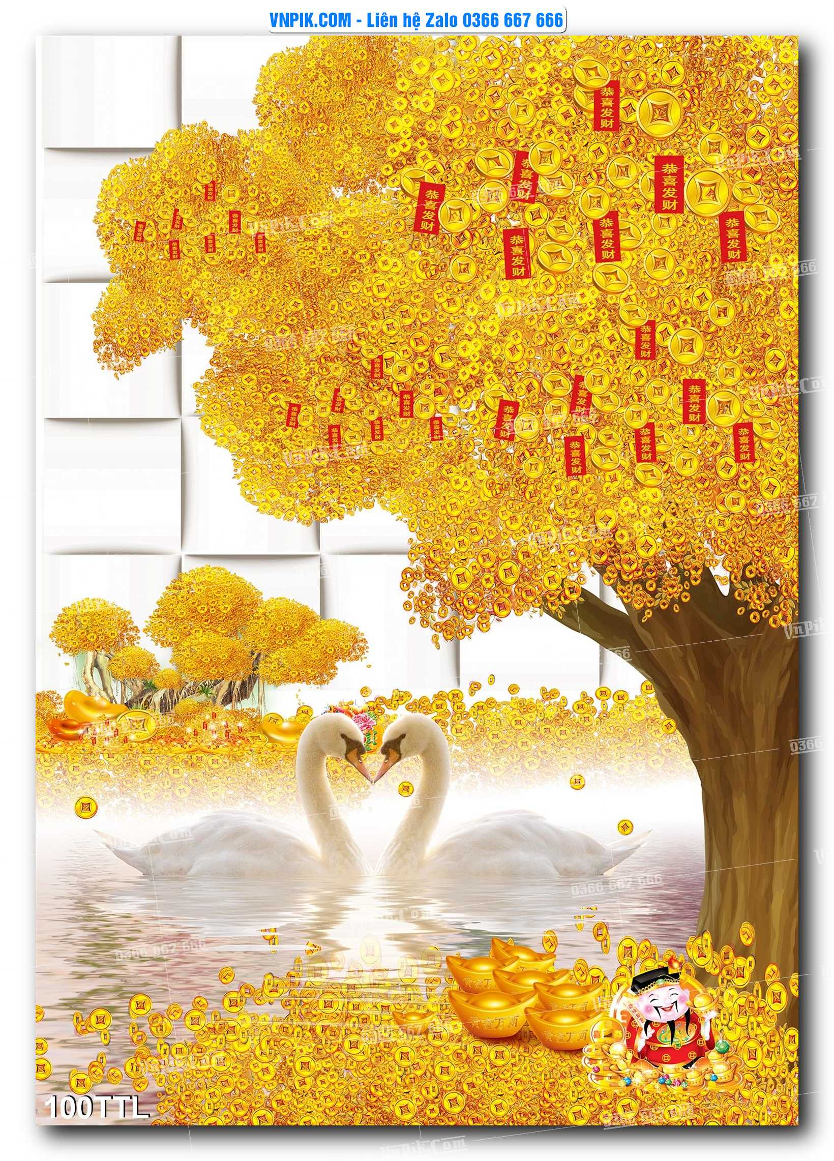 File PSD Vector Tranh Tài Lộc Mẫu Số 100TTL