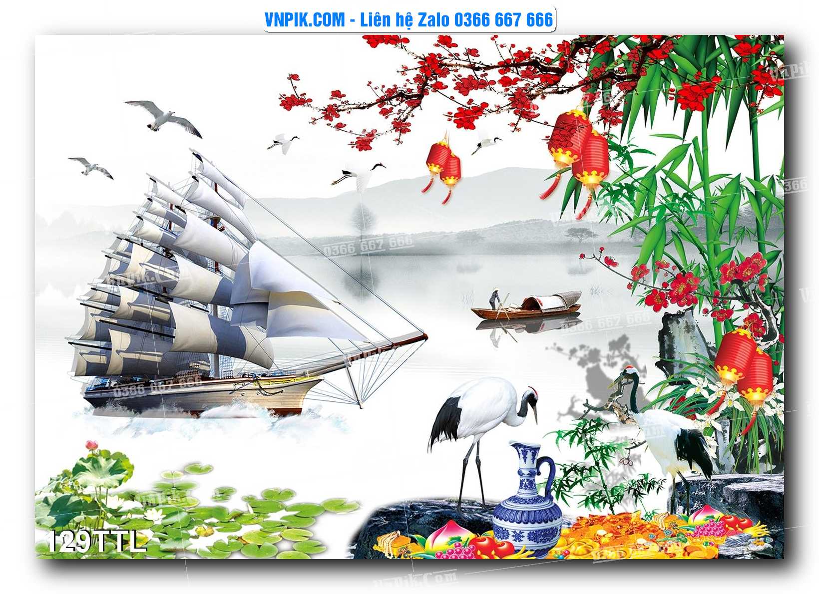 File PSD Vector Tranh Tài Lộc Mẫu Số 129TTL
