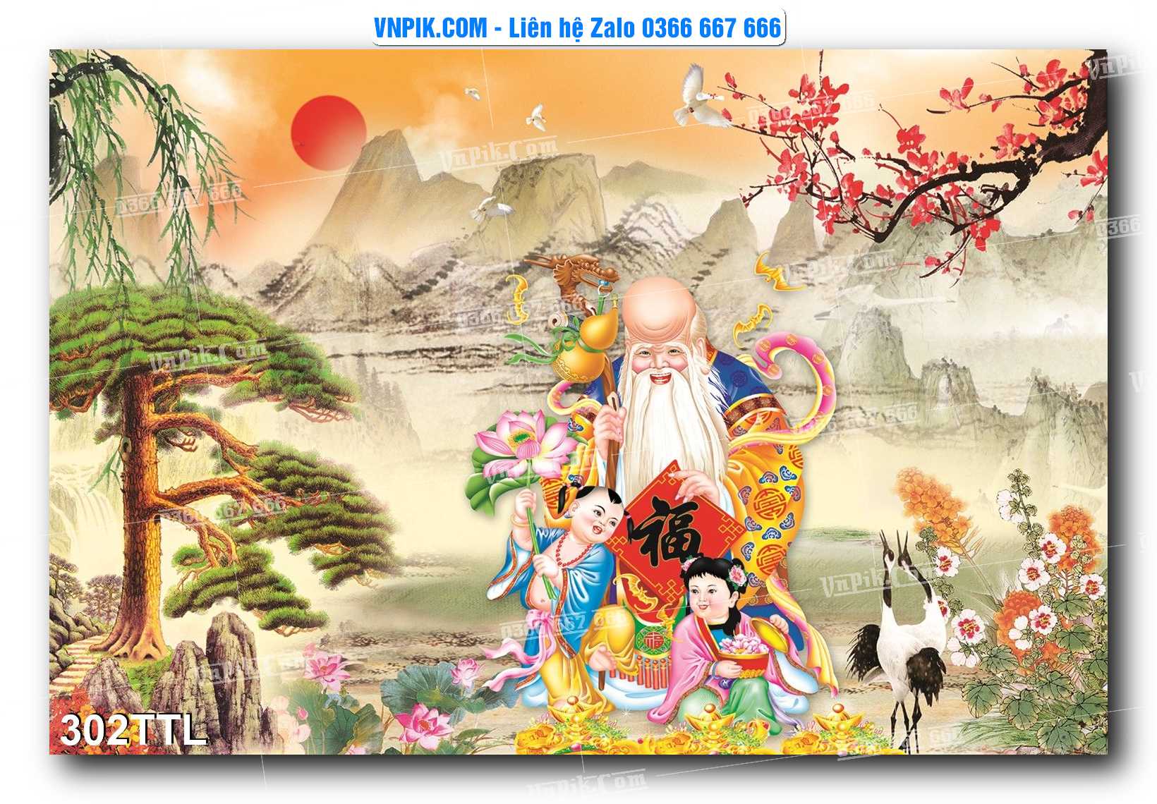 File PSD Vector Tranh Tài Lộc Mẫu Số 302TTL