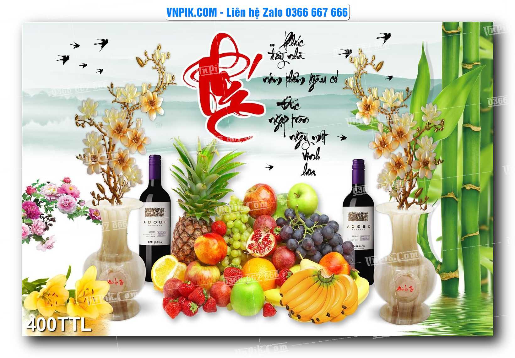 File PSD Vector Tranh Tài Lộc Mẫu Số 400TTL
