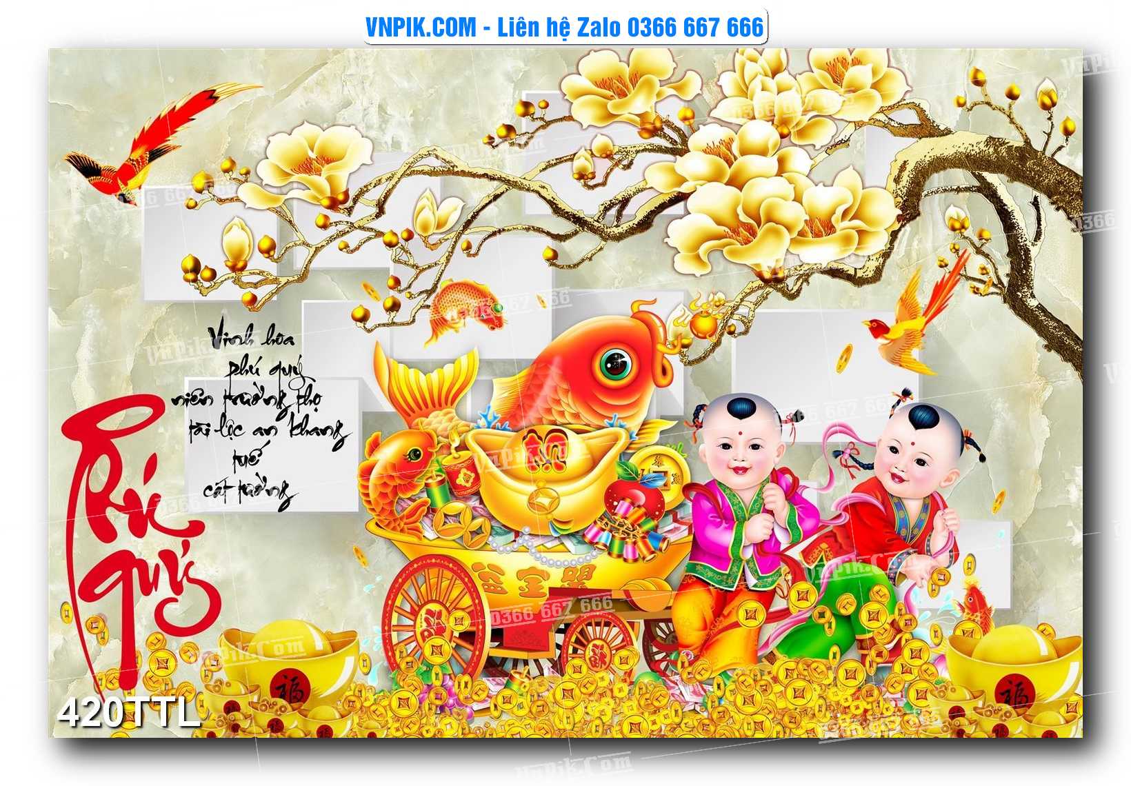 File PSD Vector Tranh Tài Lộc Mẫu Số 420TTL