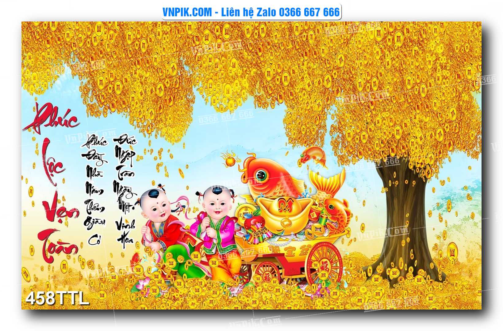 File PSD Vector Tranh Tài Lộc Mẫu Số 458TTL