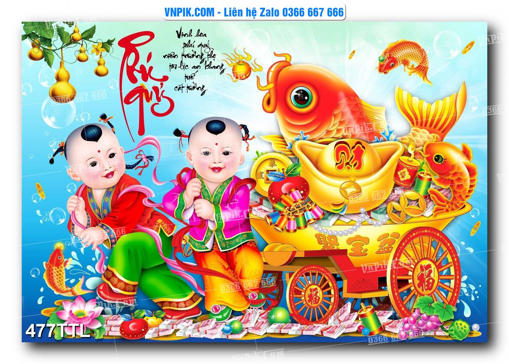 File PSD Vector Tranh Tài Lộc Mẫu Số 477TTL