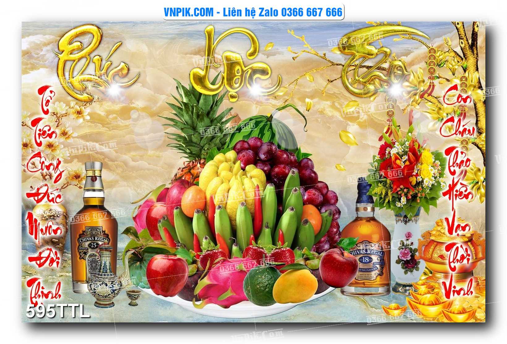 File PSD Vector Tranh Tài Lộc Mẫu Số 595TTL