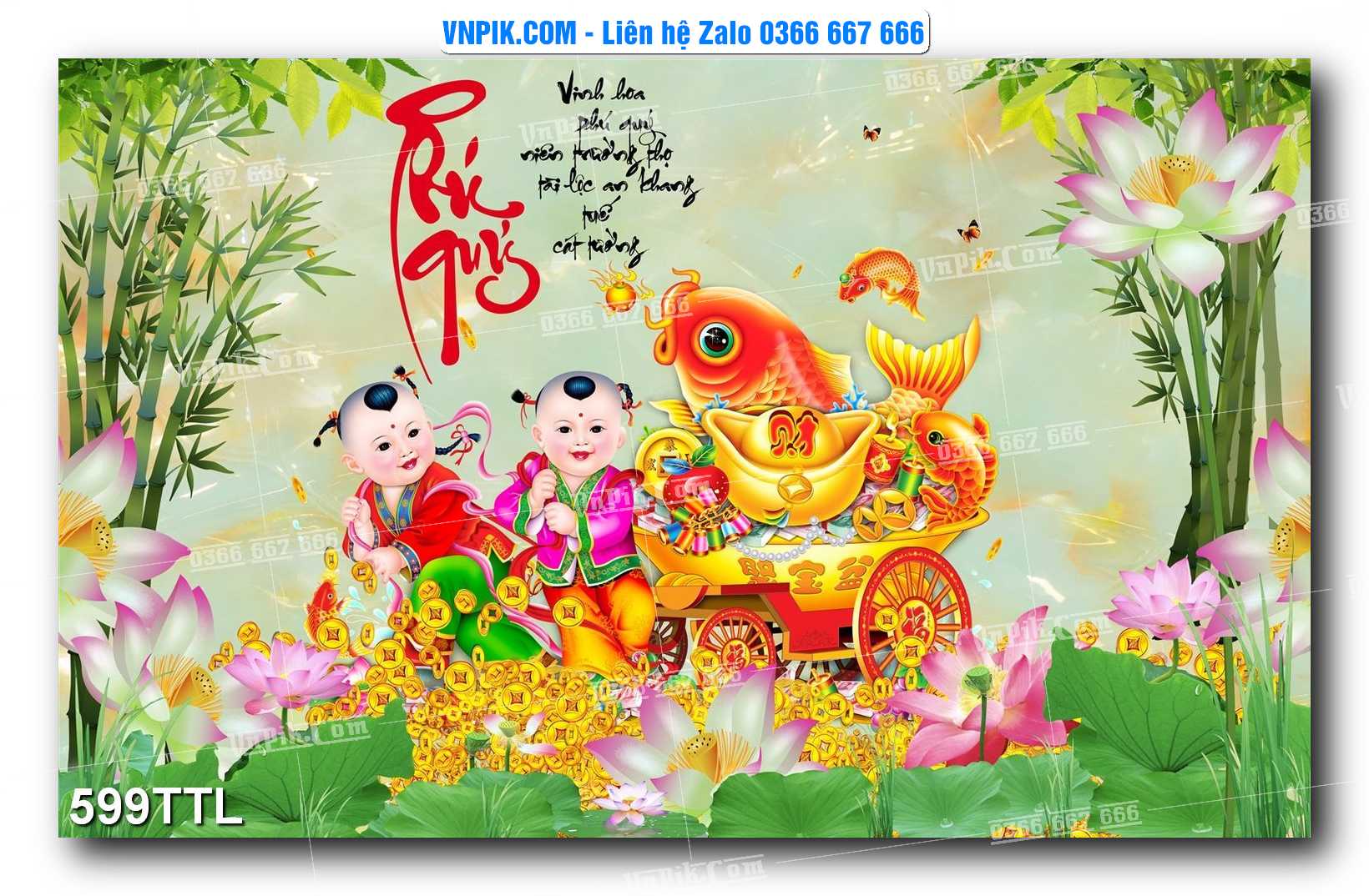 File PSD Vector Tranh Tài Lộc Mẫu Số 599TTL