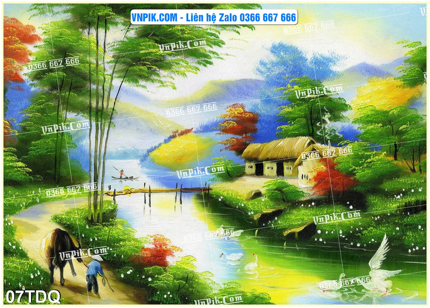 File Vector Tranh làng quê Việt nam mã file 07TDQ