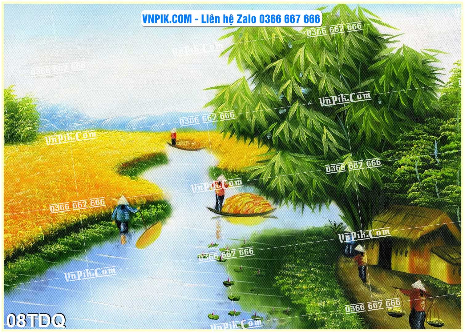 File Vector Tranh làng quê Việt nam mã file 08TDQ