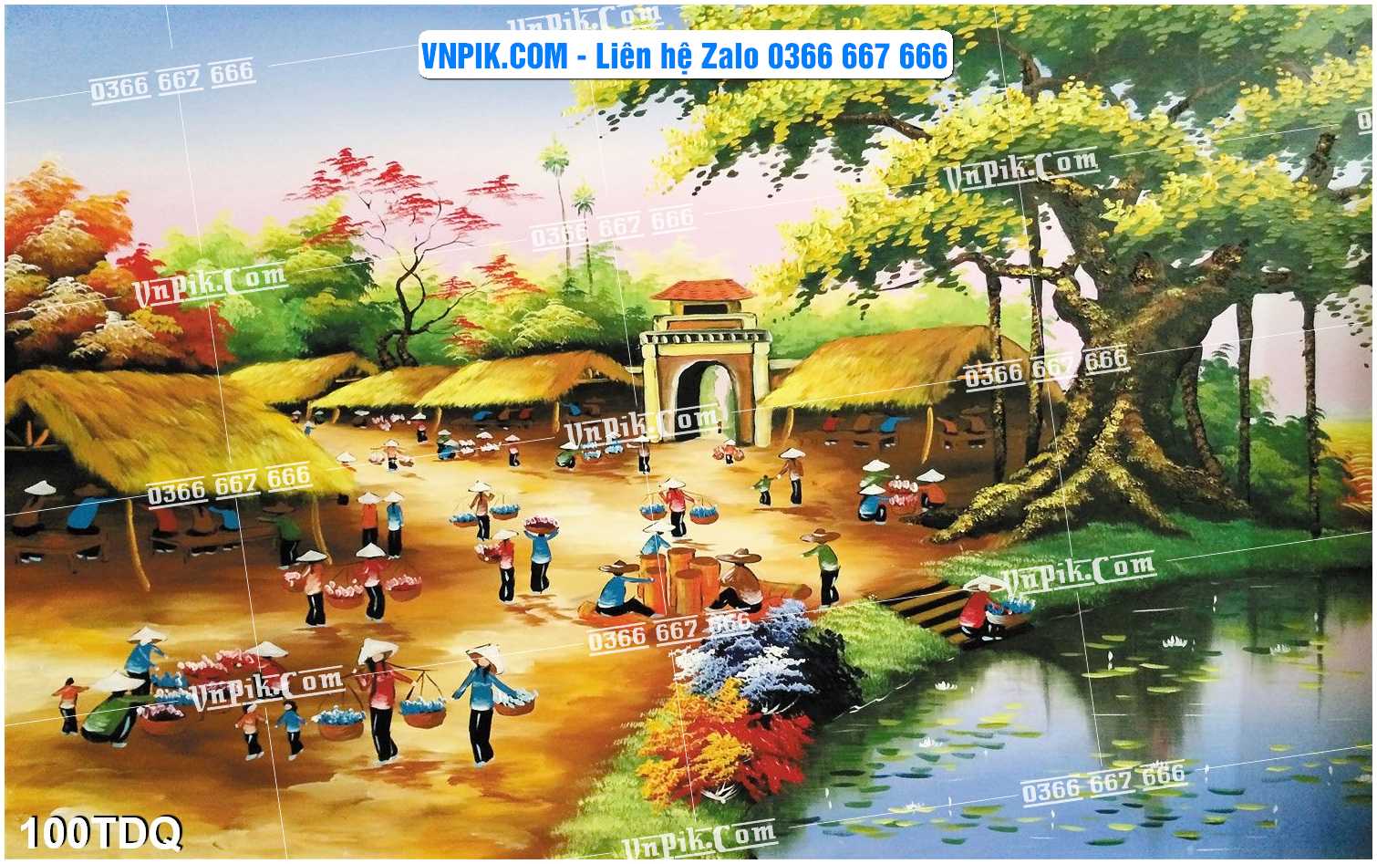 File Vector Tranh làng quê Việt nam mã file 100TDQ