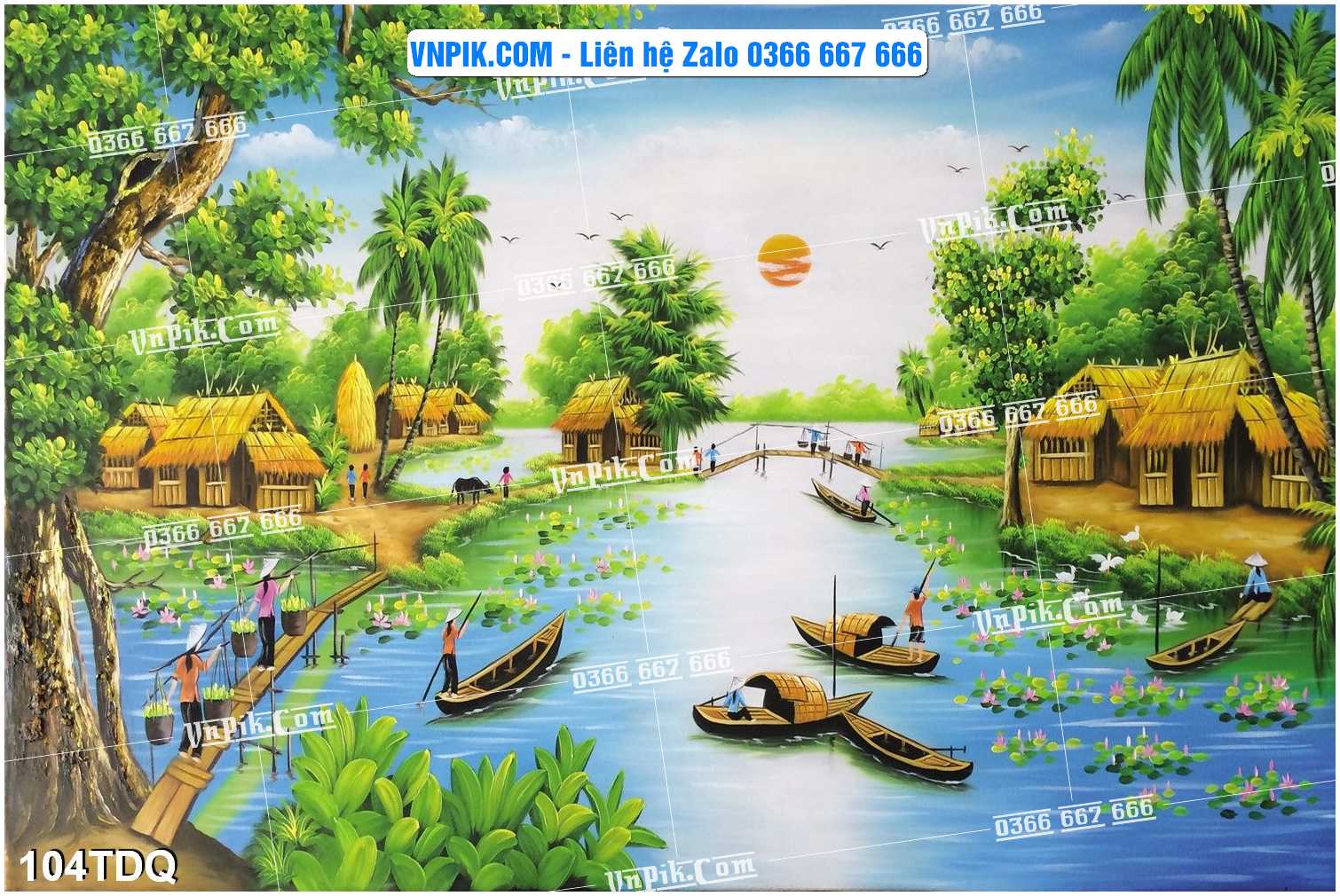 File Vector Tranh làng quê Việt nam mã file 104TDQ