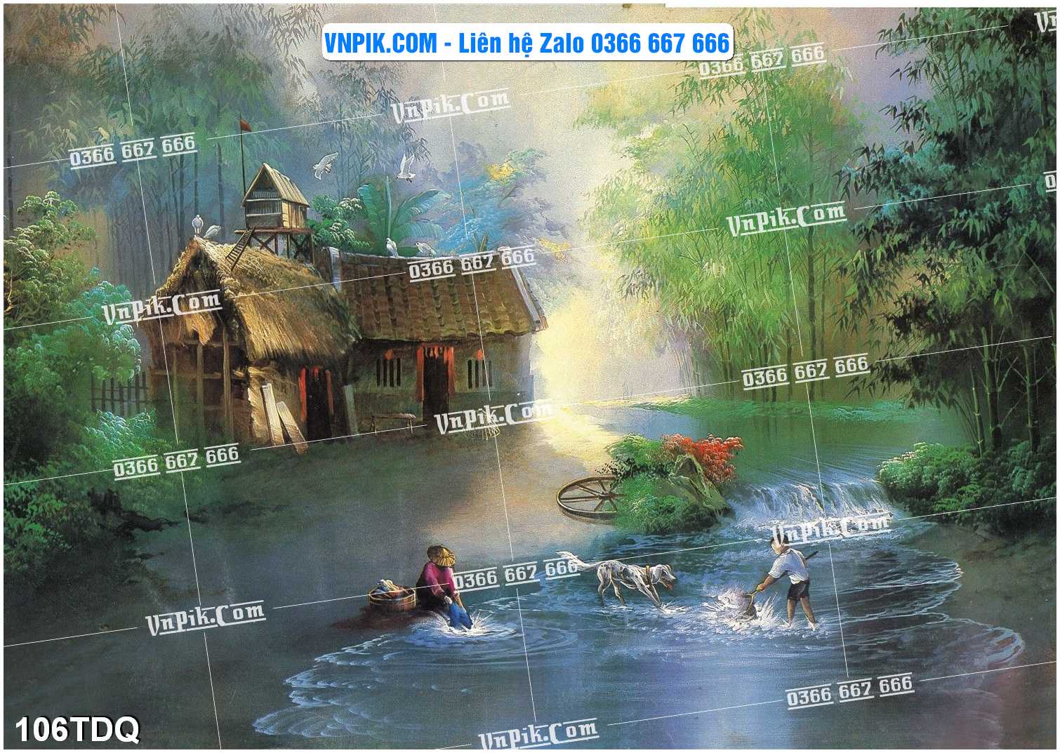 File Vector Tranh làng quê Việt nam mã file 106TDQ