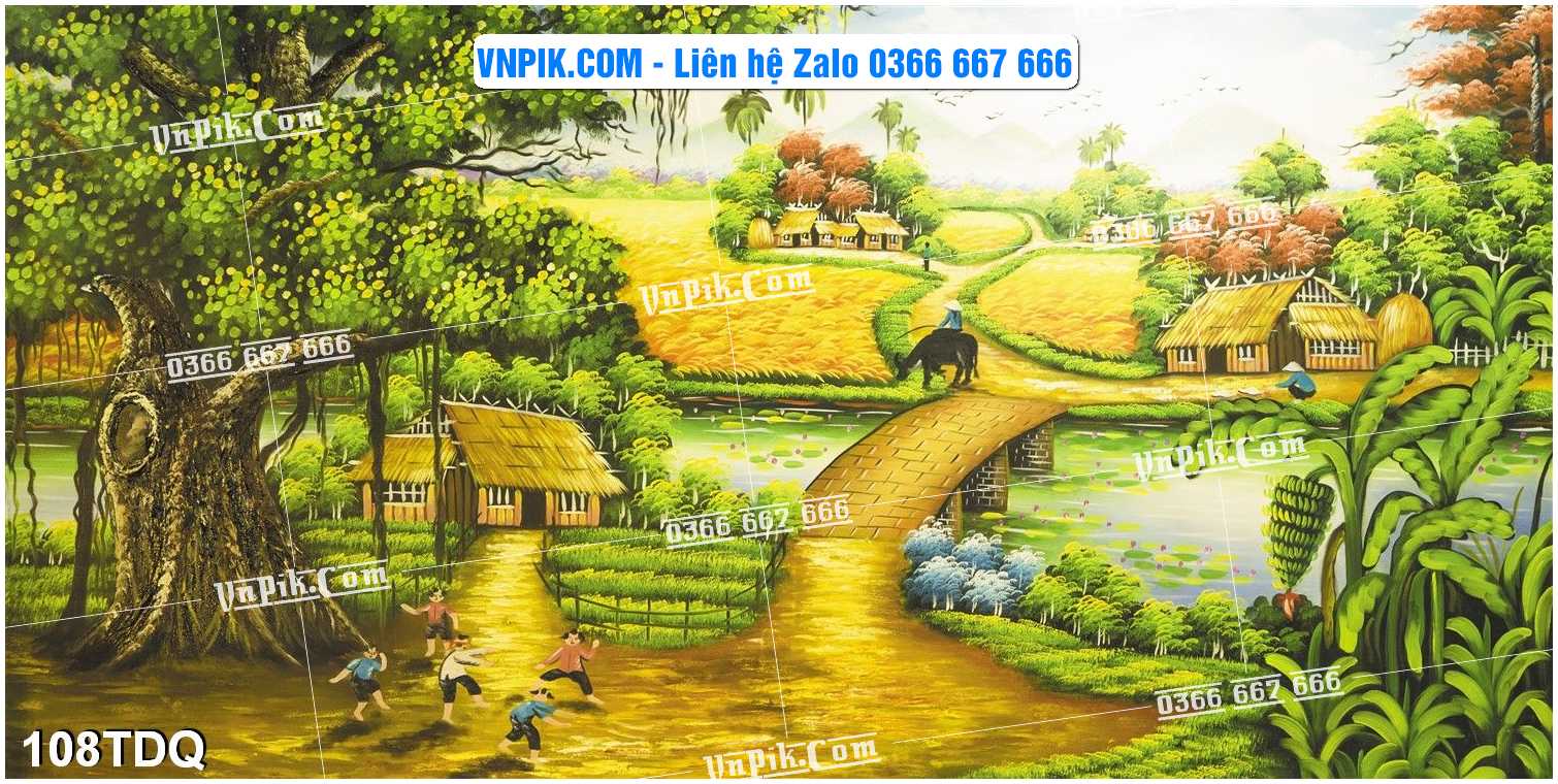 File Vector Tranh làng quê Việt nam mã file 108TDQ