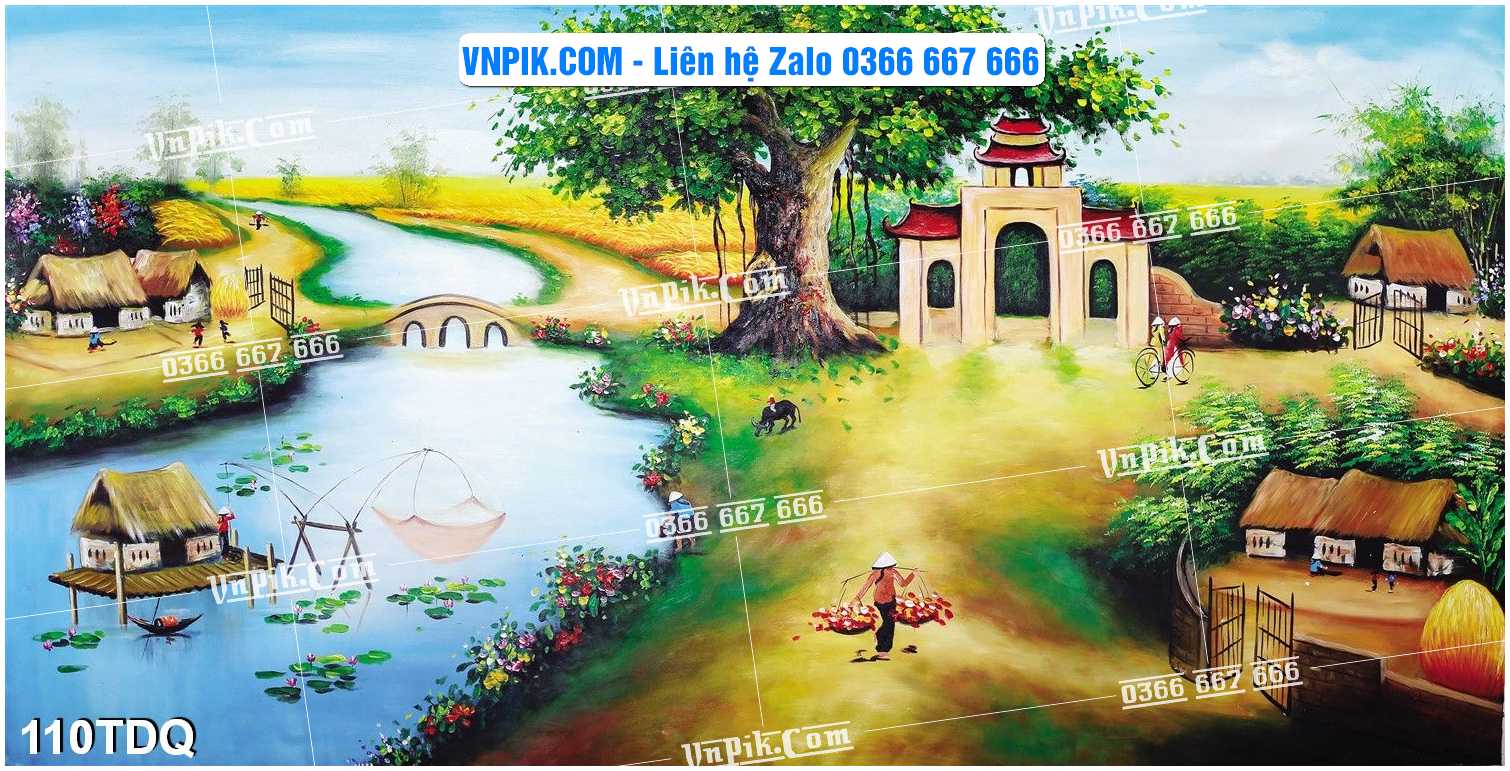 File Vector Tranh làng quê Việt nam mã file 110TDQ