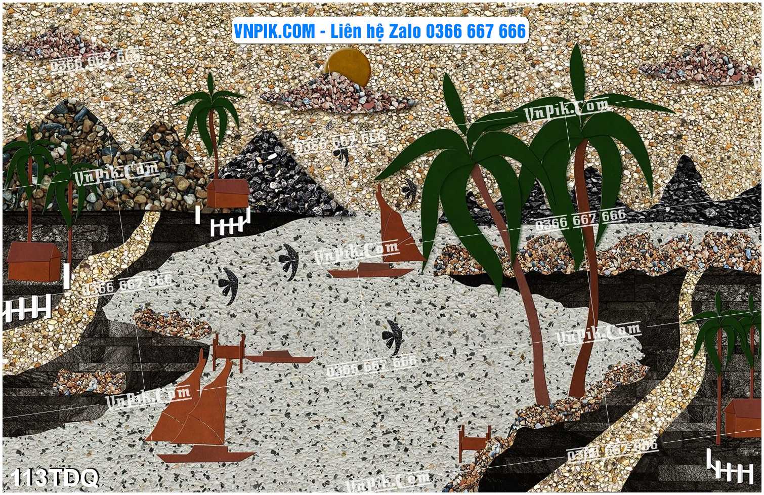 File Vector Tranh làng quê Việt nam mã file 113TDQ