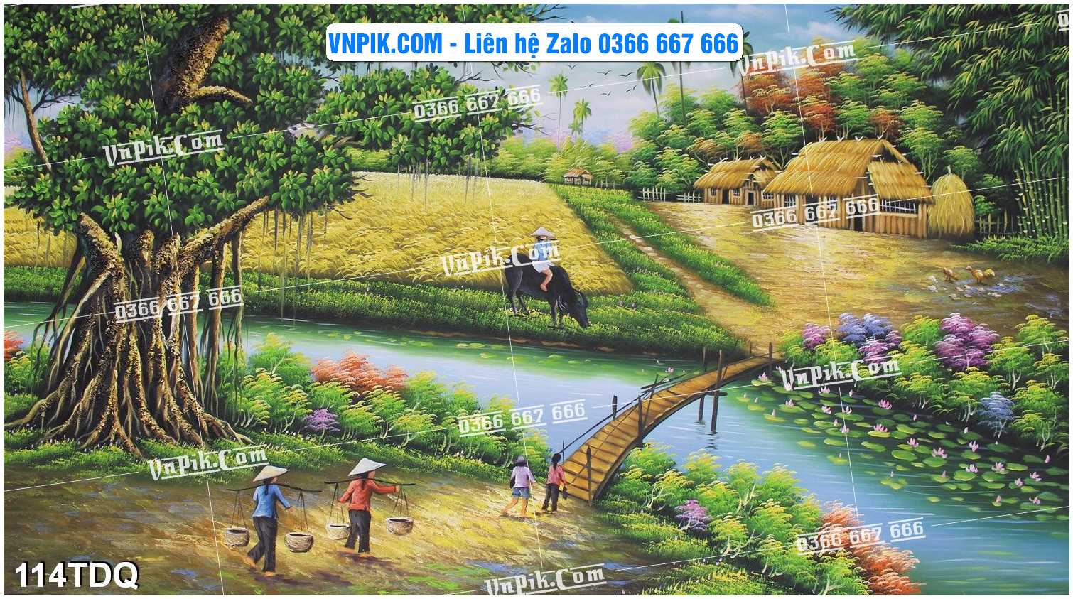 File Vector Tranh làng quê Việt nam mã file 114TDQ