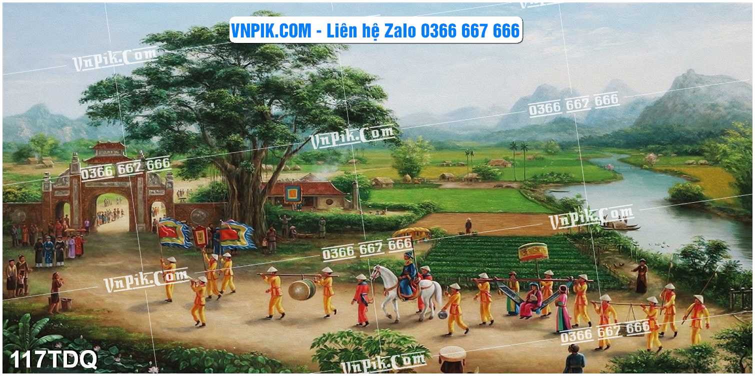 File Vector Tranh làng quê Việt nam mã file 117TDQ