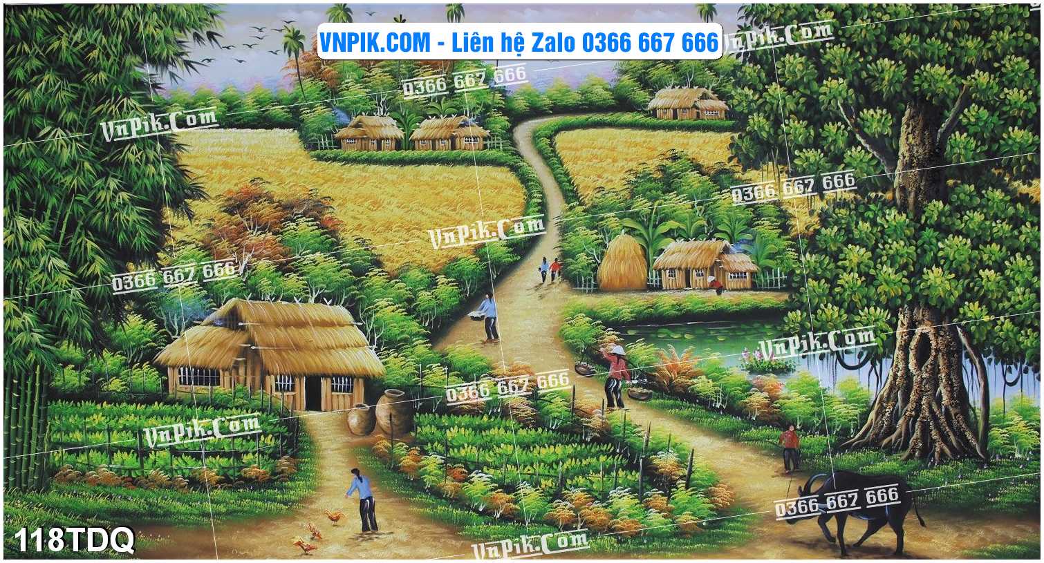 File Vector Tranh làng quê Việt nam mã file 118TDQ