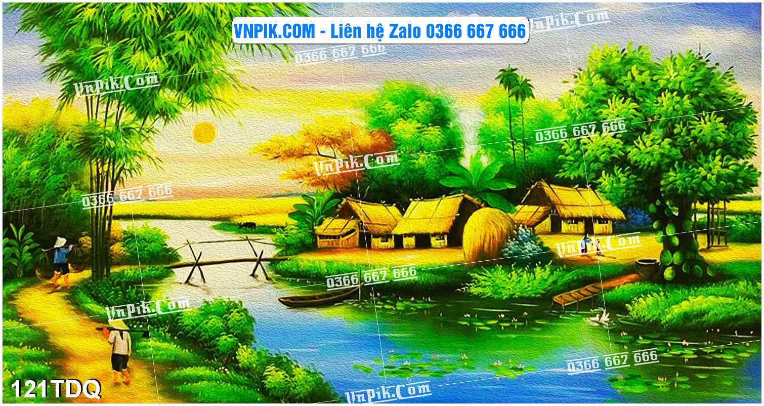 File Vector Tranh làng quê Việt nam mã file 121TDQ