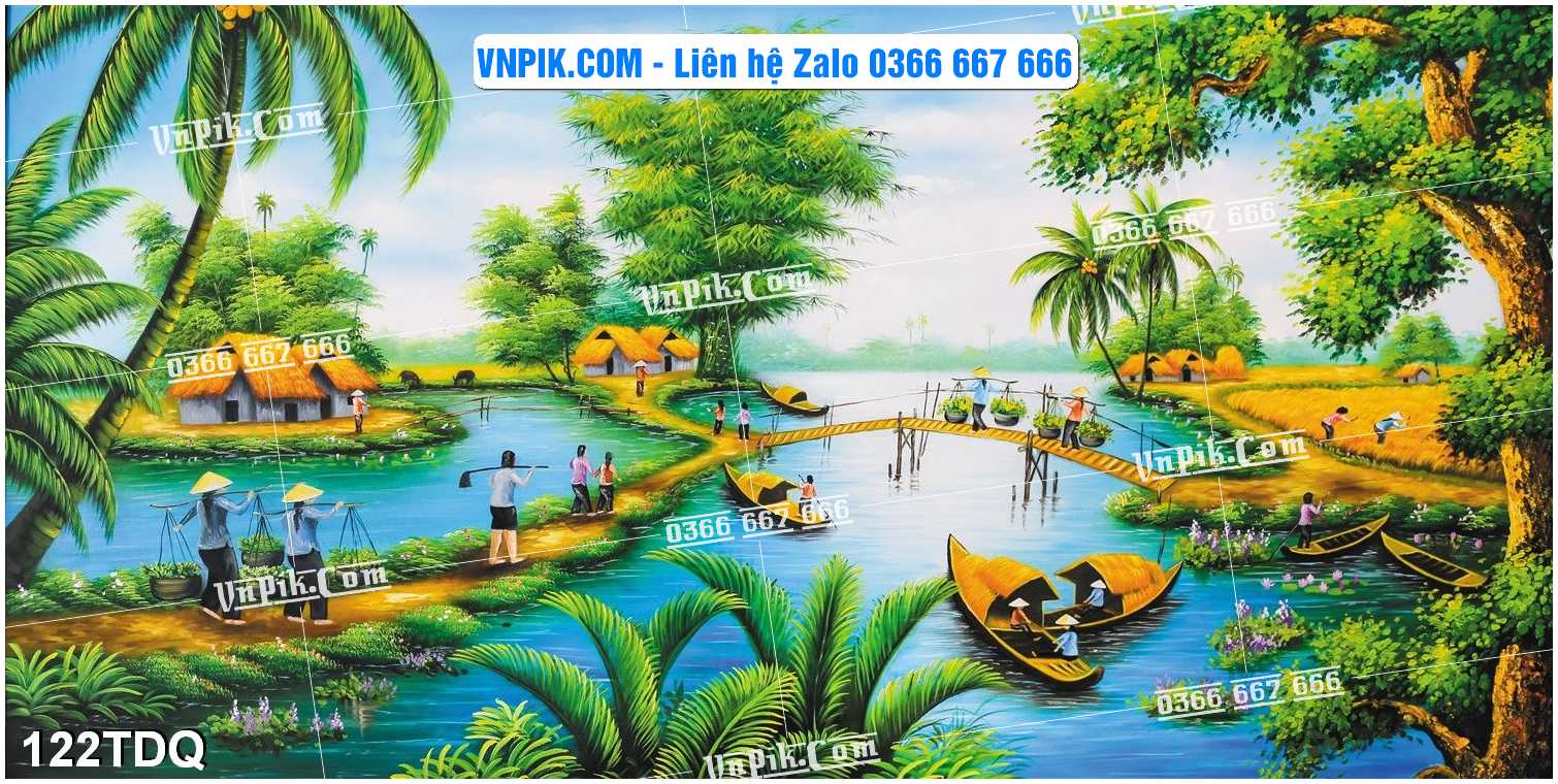 File Vector Tranh làng quê Việt nam mã file 122TDQ