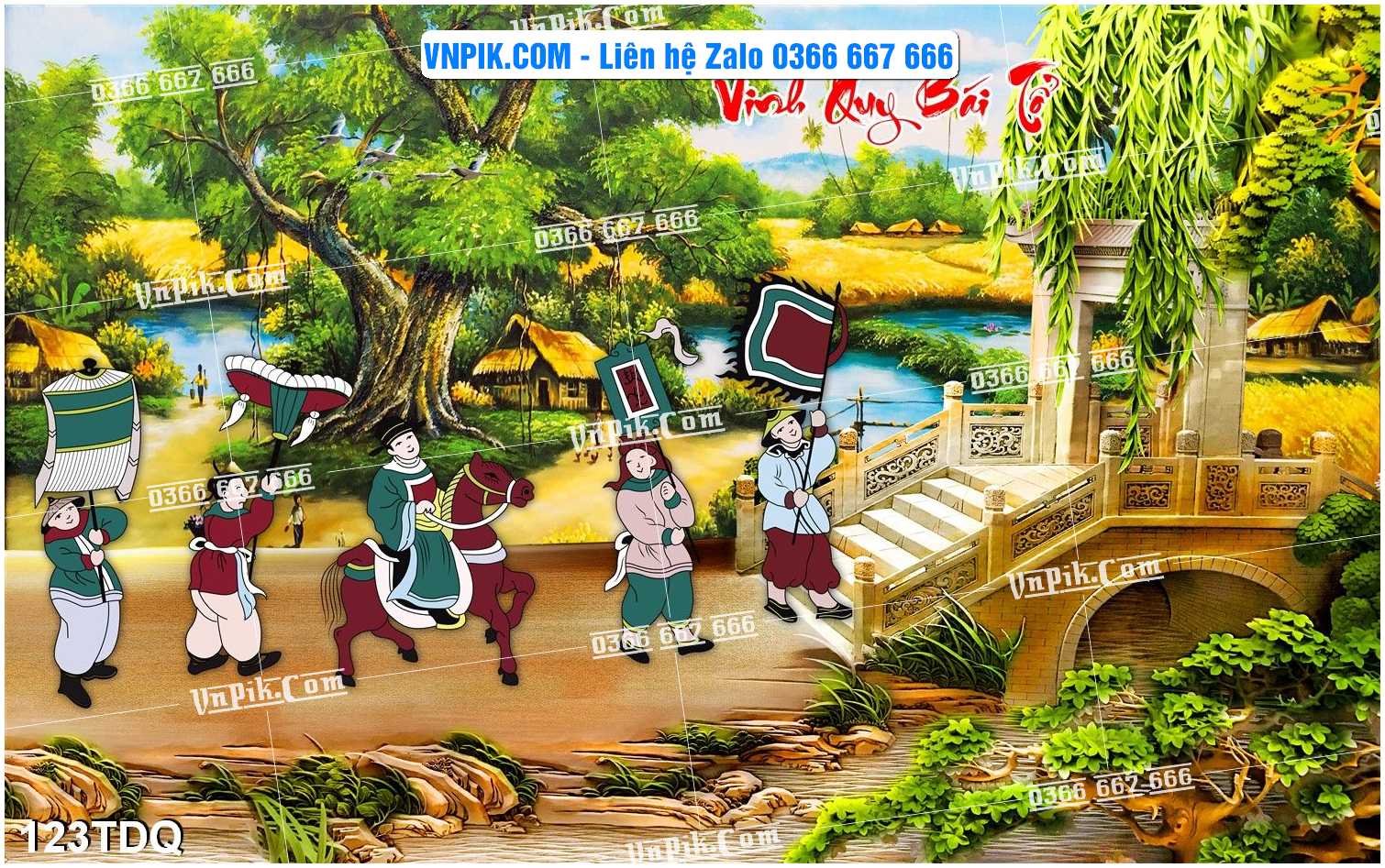 File Vector Tranh làng quê Việt nam mã file 123TDQ