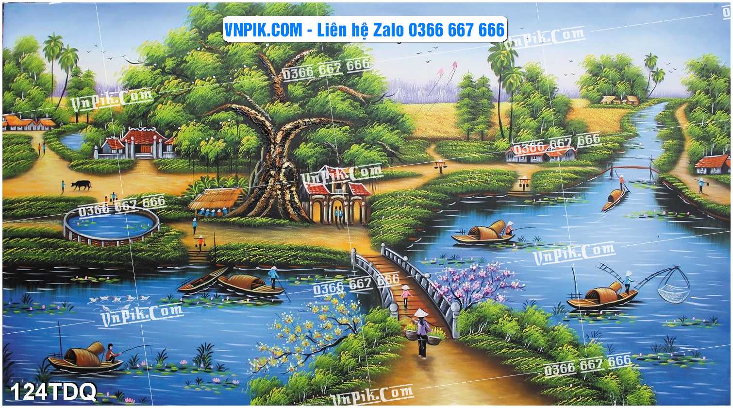 File Vector Tranh làng quê Việt nam mã file 124TDQ