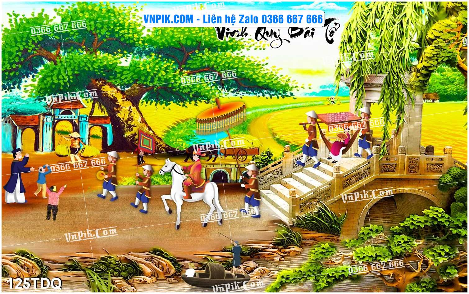 File Vector Tranh làng quê Việt nam mã file 125TDQ