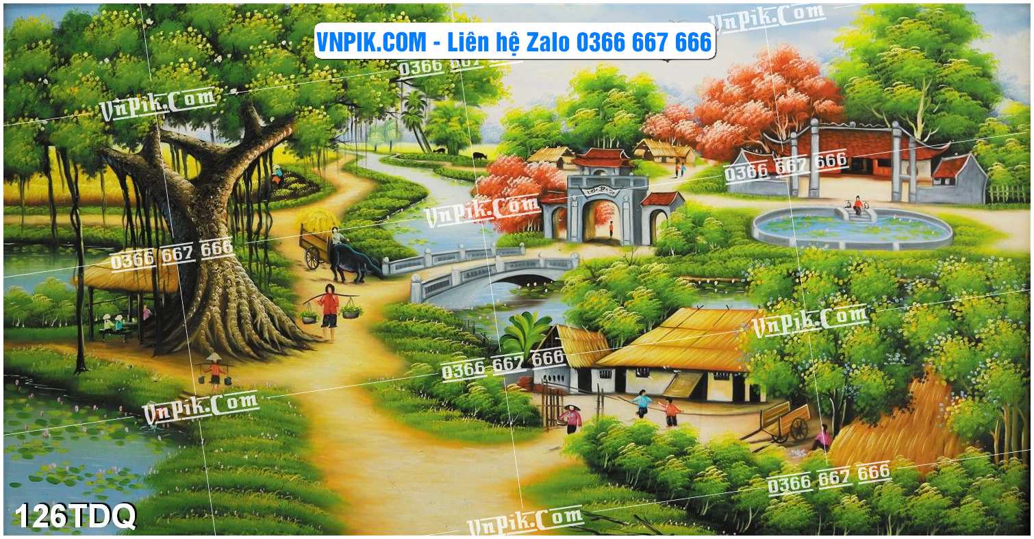 File Vector Tranh làng quê Việt nam mã file 126TDQ