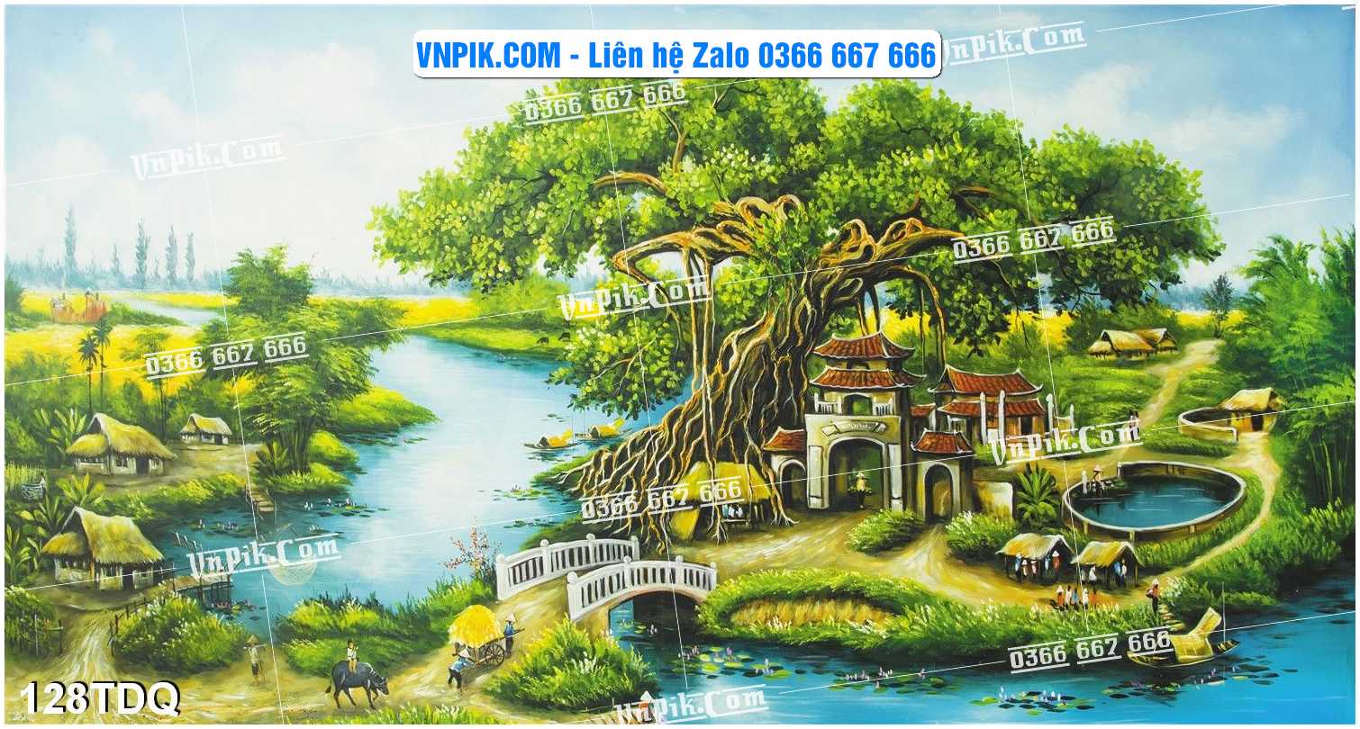 File Vector Tranh làng quê Việt nam mã file 128TDQ