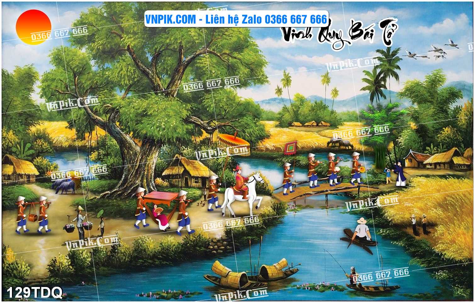 File Vector Tranh làng quê Việt nam mã file 129TDQ