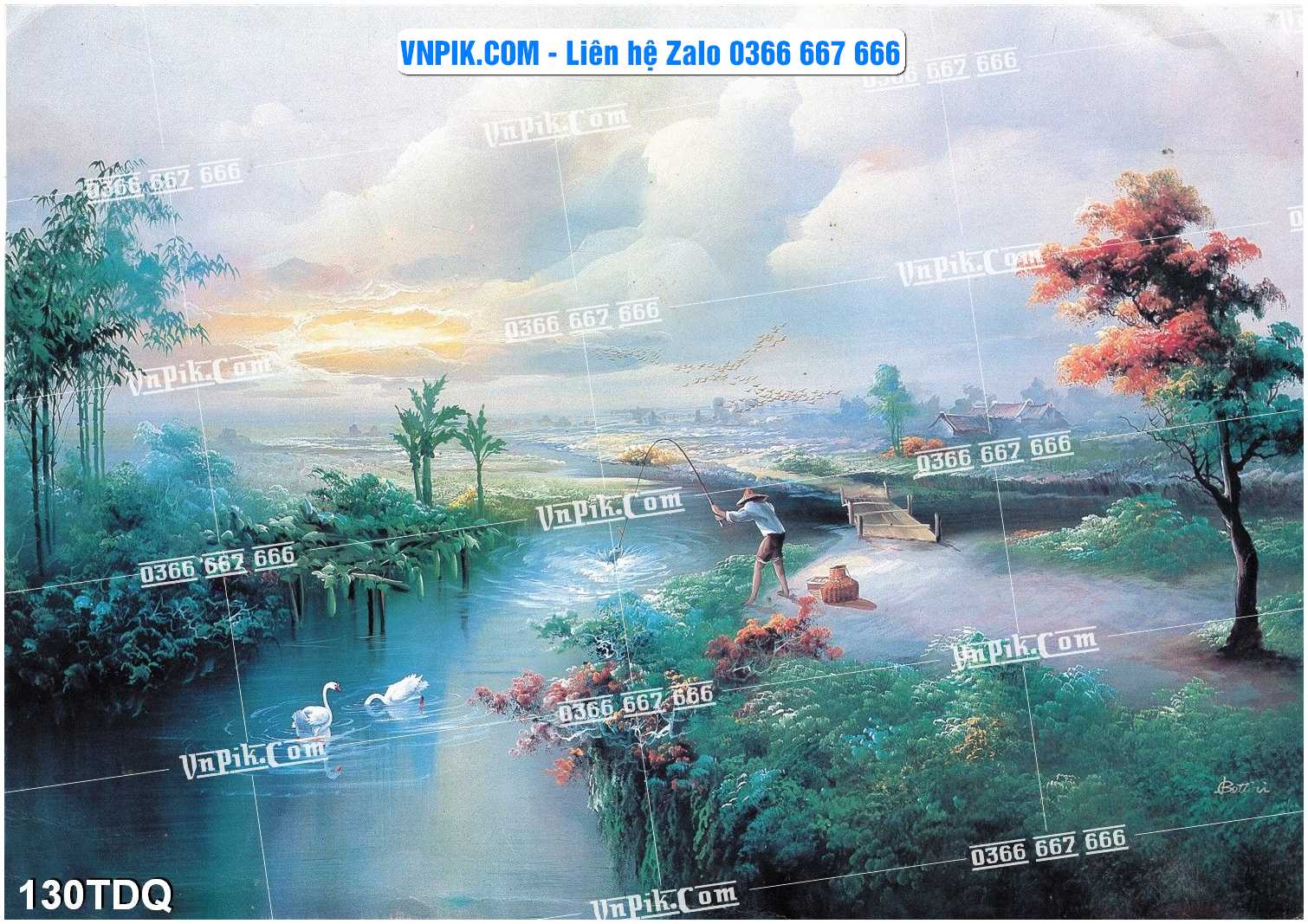 File Vector Tranh làng quê Việt nam mã file 130TDQ