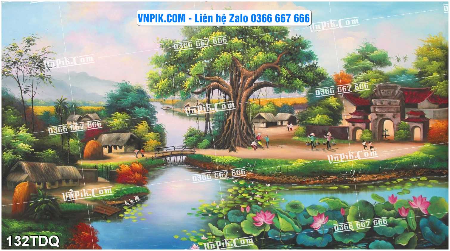 File Vector Tranh làng quê Việt nam mã file 132TDQ