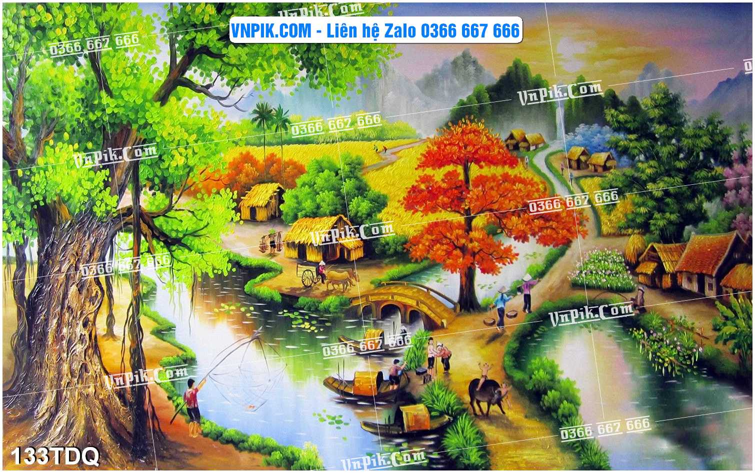 File Vector Tranh làng quê Việt nam mã file 133TDQ
