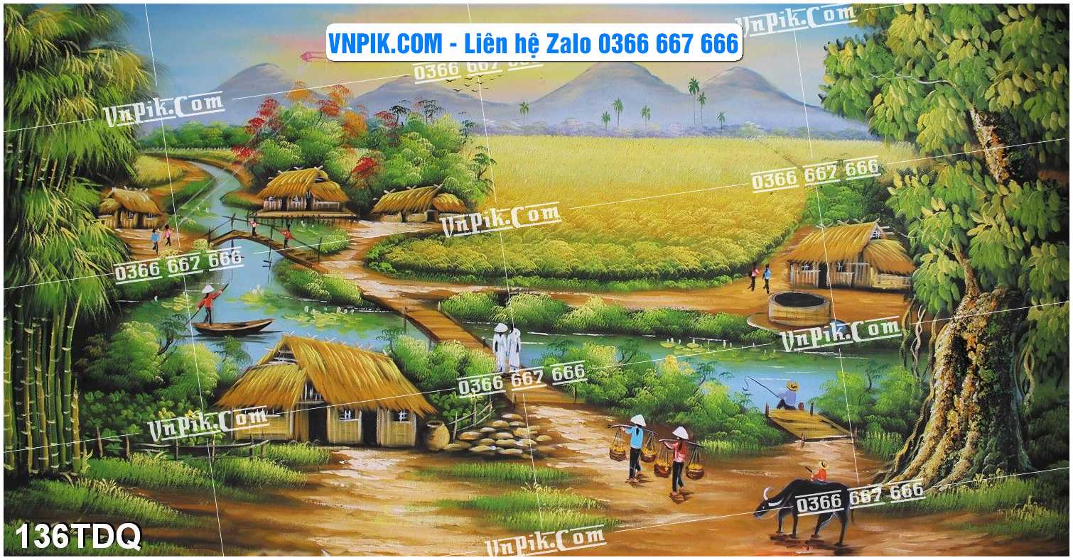 File Vector Tranh làng quê Việt nam mã file 136TDQ