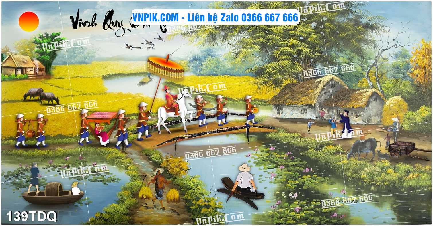 File Vector Tranh làng quê Việt nam mã file 139TDQ