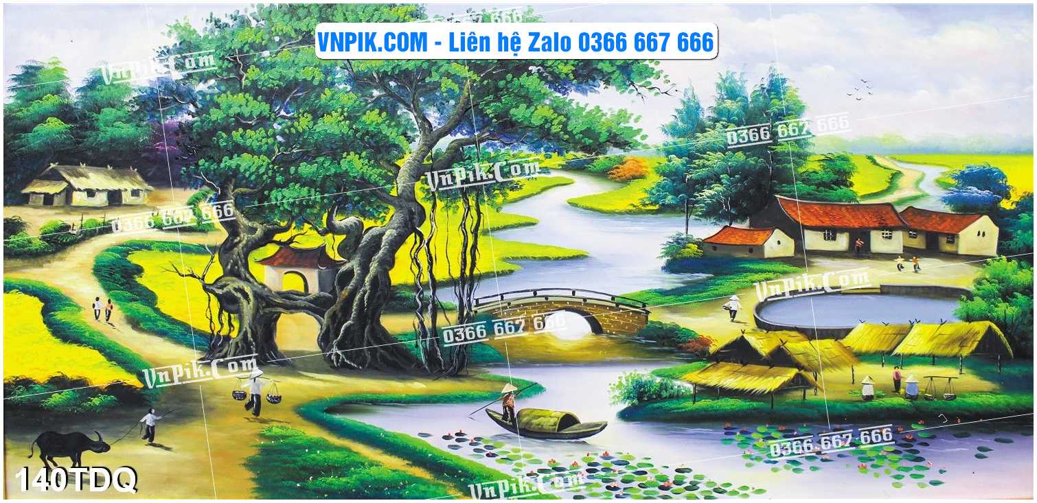 File Vector Tranh làng quê Việt nam mã file 140TDQ