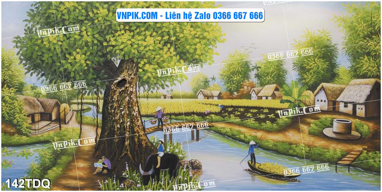 File Vector Tranh làng quê Việt nam mã file 142TDQ