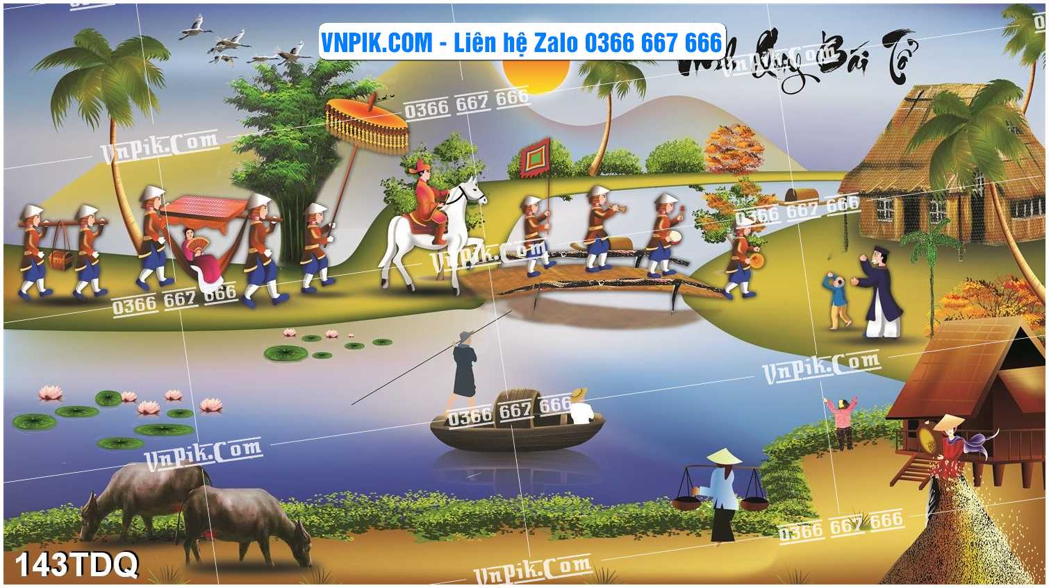 File Vector Tranh làng quê Việt nam mã file 143TDQ