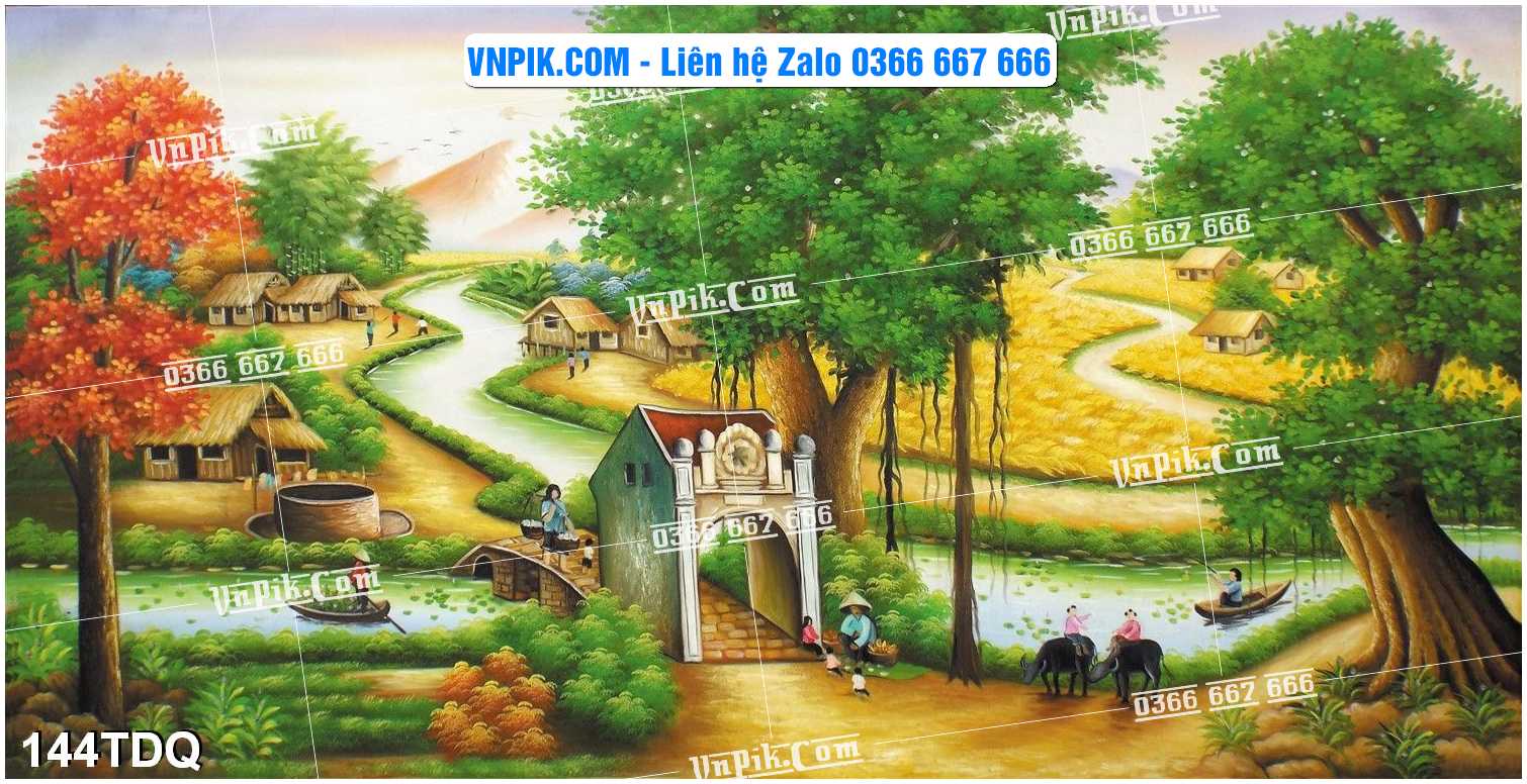 File Vector Tranh làng quê Việt nam mã file 144TDQ