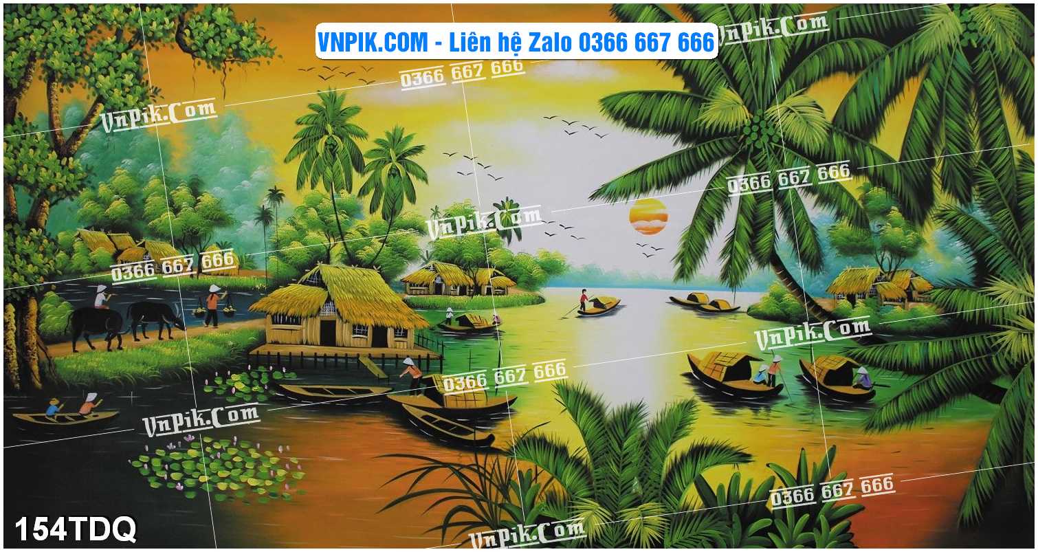 File Vector Tranh làng quê Việt nam mã file 154TDQ