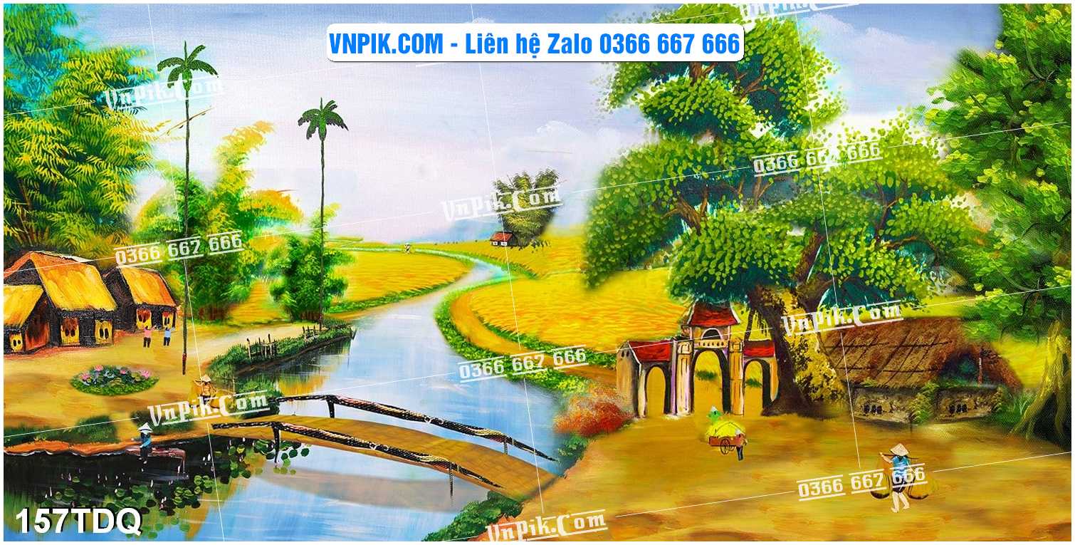 File Vector Tranh làng quê Việt nam mã file 157TDQ