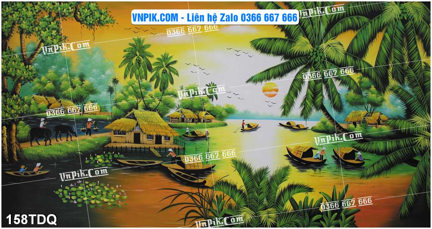 File Vector Tranh làng quê Việt nam mã file 158TDQ
