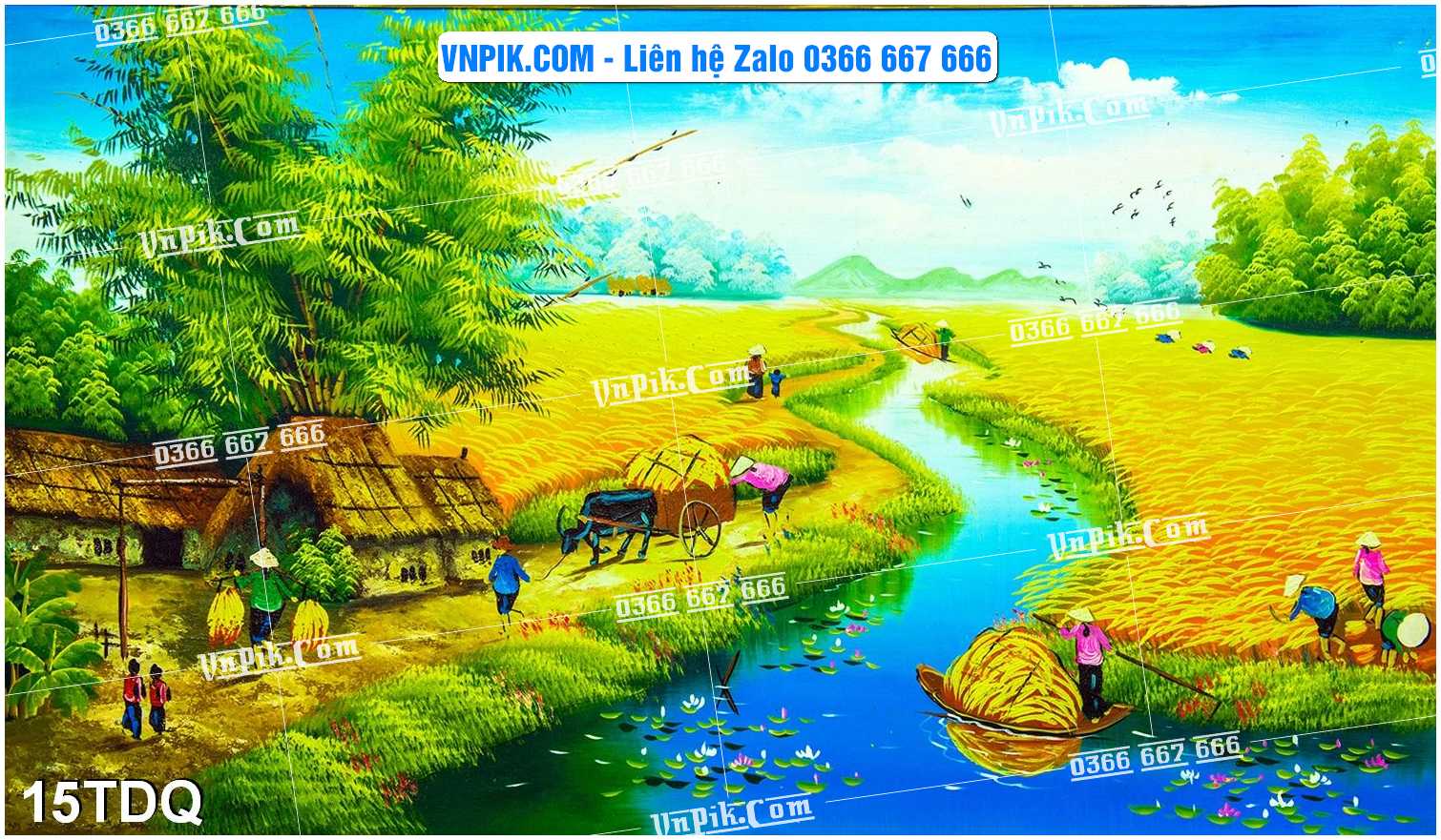 File Vector Tranh làng quê Việt nam mã file 15TDQ