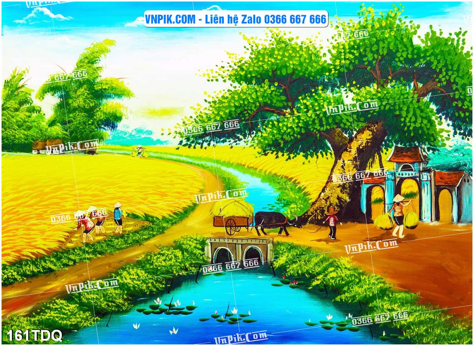 File Vector Tranh làng quê Việt nam mã file 161TDQ