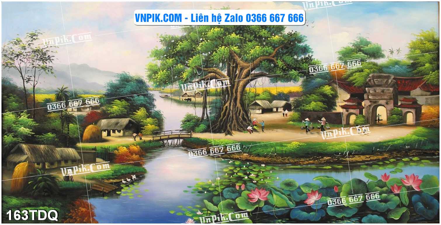 File Vector Tranh làng quê Việt nam mã file 163TDQ