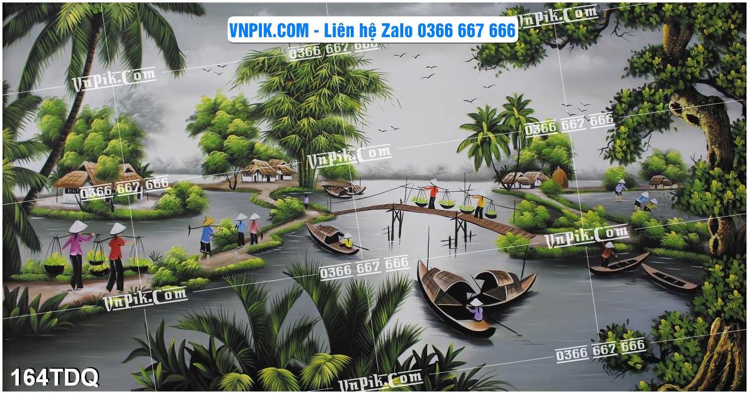 File Vector Tranh làng quê Việt nam mã file 164TDQ