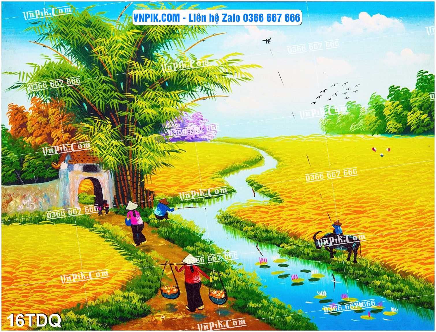 File Vector Tranh làng quê Việt nam mã file 16TDQ