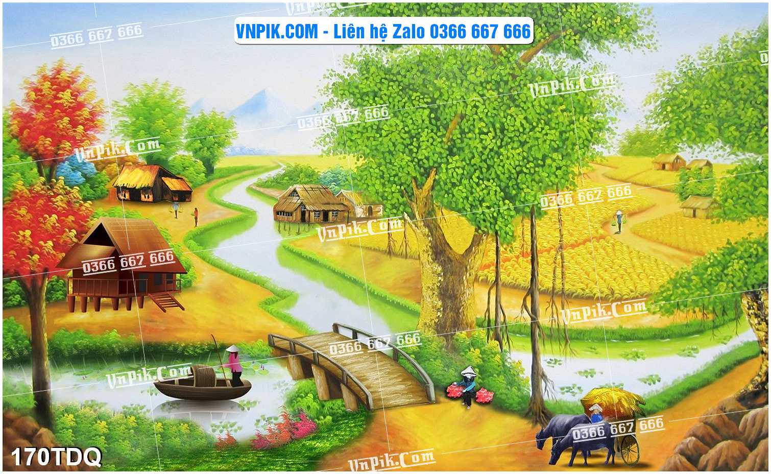 File Vector Tranh làng quê Việt nam mã file 170TDQ