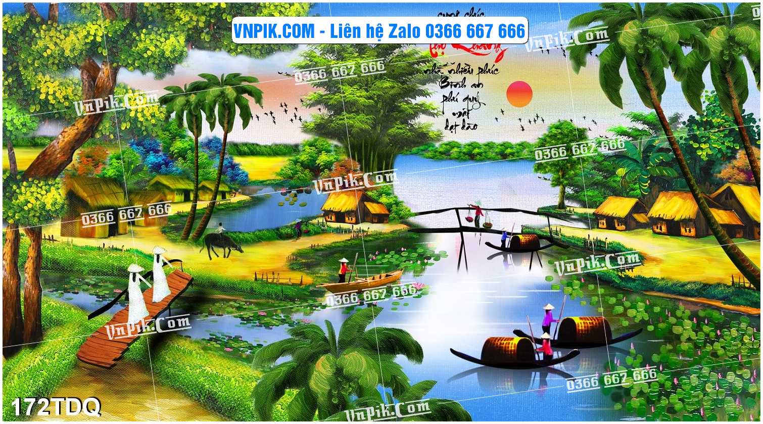 File Vector Tranh làng quê Việt nam mã file 172TDQ