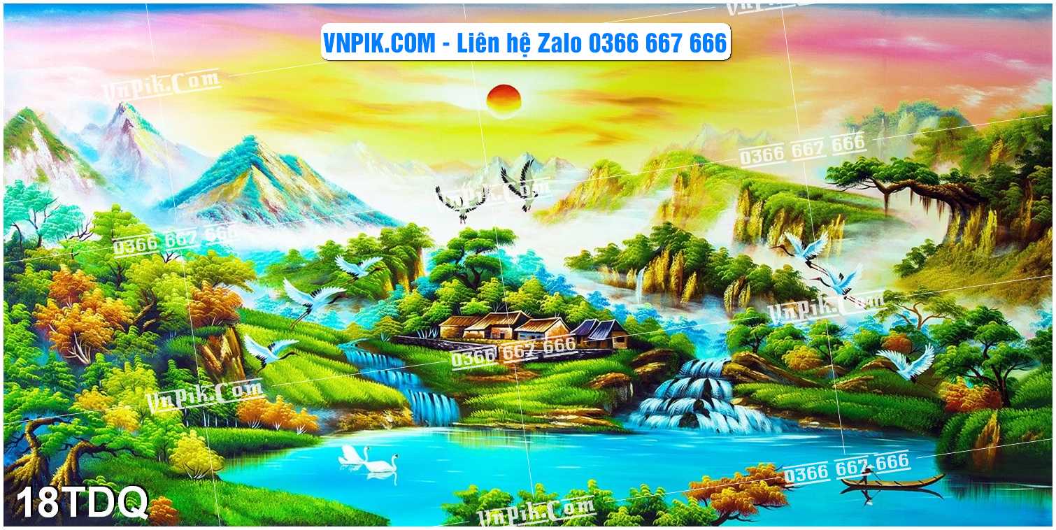 File Vector Tranh làng quê Việt nam mã file 18TDQ